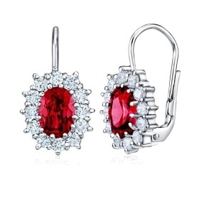 Silvego Strieborné náušnice s červenými zirkónmi Swarovski SILVEGOB31571-SR