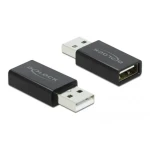DeLock USB 2.0 A (M) - USB 2.0 A (F) čierna / Dátový blokátor / iba nabíjanie / výstupný prúd 2000 mA (66529)
