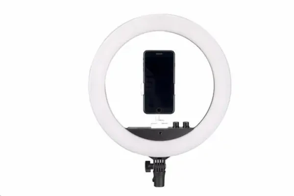NANLITE Halo 14 kruhové LED svetlo / priemer 35.5 cm / 2700-6500 K / make-up zrkadlo / držiak na telefón / prepravný puzd (12-2023-1)