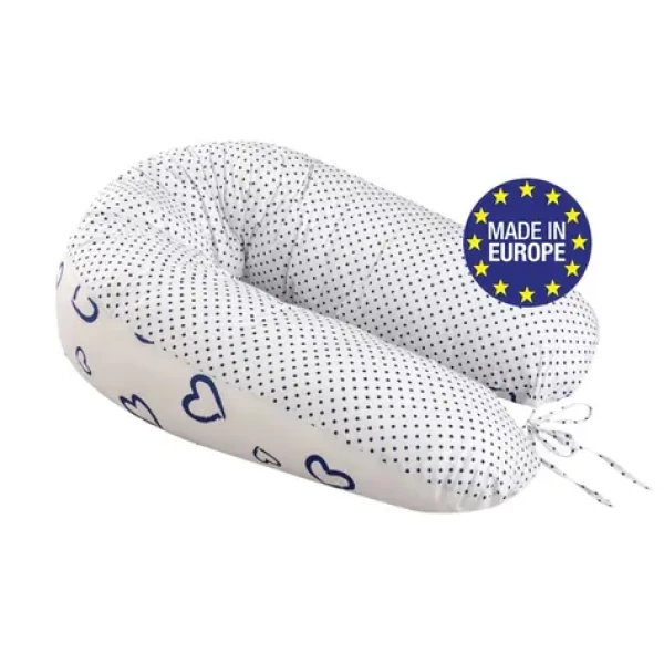 Bomimi ADOS dojčiaci vankúš 150x30, SRDIEČKA-bodky modrá/biela (BO2311WBLU102)