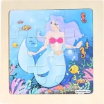 Drevené puzzle Morská víla Fialka 9 dielikov