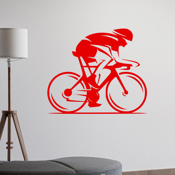 Veselá Stena Samolepka Cestný cyklista Farba: červená, Veľkosť: 80 x 67 cm