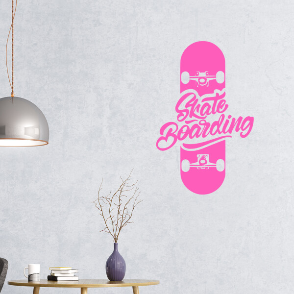 Veselá Stena Samolepka Skate Farba: růžová, Veľkosť: 60 x 39 cm