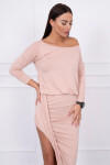 Asymetrické šaty, 3/4 rukávy, púdrovo béžové UNI