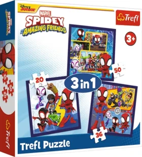 Trefl Puzzle Spidey: Pavúky a dinosaury 3v1