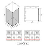 CERANO - Sprchovací kút Antelo Duo Ľ/P - 6 mm - čierna matná, transparentné sklo - 110x110x190 - otočný CER-482329