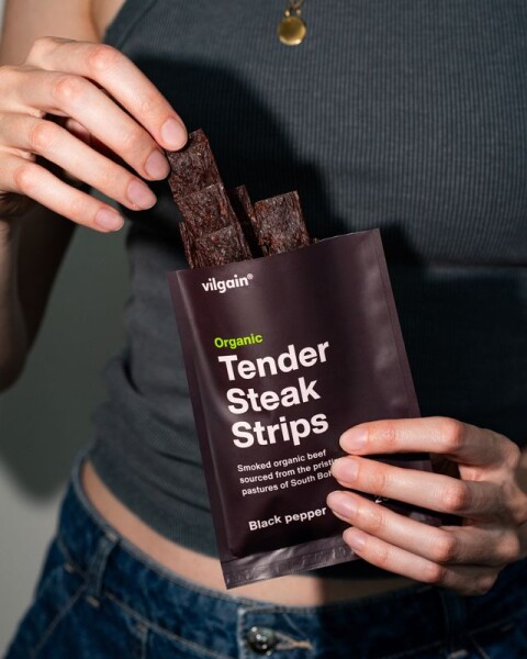 Vilgain Sušené steakové prúžky BIO – čierne korenie 25 g