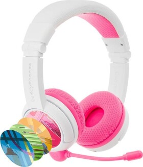 BuddyPhones School+ ružové / detské bezdrôtové slúchadlá s mikrofónom / Bluetooth / BuddyCable / USB-C (BT-BP-SCHOOLP-PINK)