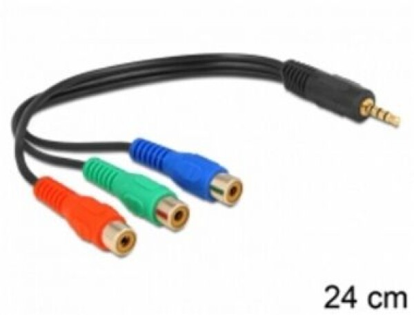 Delock káblová redukcia 3 x RCA (cinch) samica na stereo konektor 3.5 mm 4 pin (62499)