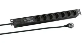 EFB EK631DE.3 čierna / Napájací panel / 19" 1U / 7x Schuko zásuvka / prepäťová ochrana / 2 m kábel (ek631de.3)