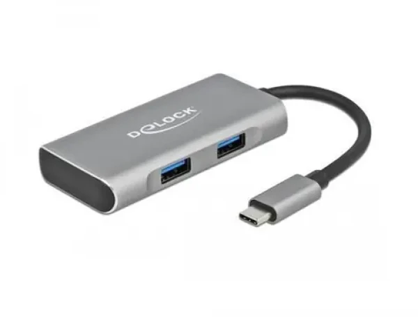 DeLock USB Hub / 4 porty / 2x USB-A + 2x USB-C / USB 3.2 Gen 2 / 10 Gbps (63260)