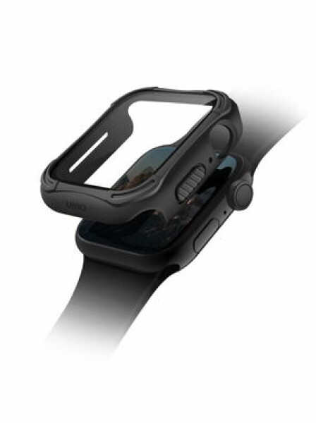 Uniq Torres antimikrobiálne ochranné púzdro s 9H tvrdeným sklom pre Apple Watch 44mm - MIDNIGHT (čierna) (8886463676301)