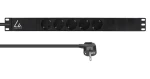 Lanview Rozvodný panel 19" 5x Schuko čierny / Rozvodný panel / 1U / 16 A / 3 m (LVR-3MSCH-LIC-SCH5)