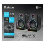 Defender Solar 10 čierna / Reproduktory / 2.0 / 10W / RGB podsvietenie / Bluetooth 5.3 (65940)