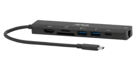 Club3D CSV-2553 čierna / USB-C hub 7v1 / HDMI 4K 60Hz / 2x USB-A / USB-C PD 100W / Gigabit LAN / SD / microSD (CSV-2553)