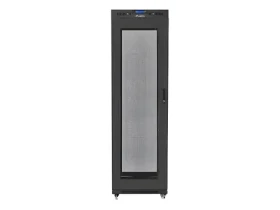 Lanberg Rack 42U čierna / Stojanový rozvádzač / 19" / 600x1000 mm / Flat pack / Perforované dvere / LCD (FF01-6042-23BL)