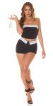 Sexy Skorts with folded waistband stripe detail black