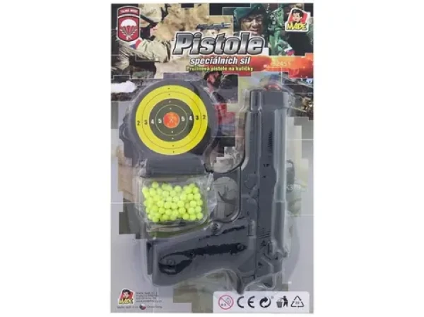MaDe 67509 Pištoľka na karte s náhradnými guličkami