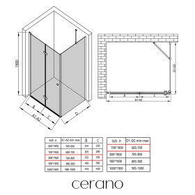 CERANO - Sprchovací kút Volpe L/P - 6 mm - chróm, transparentné sklo - 80x70x190 - zalamovacia CER-427189