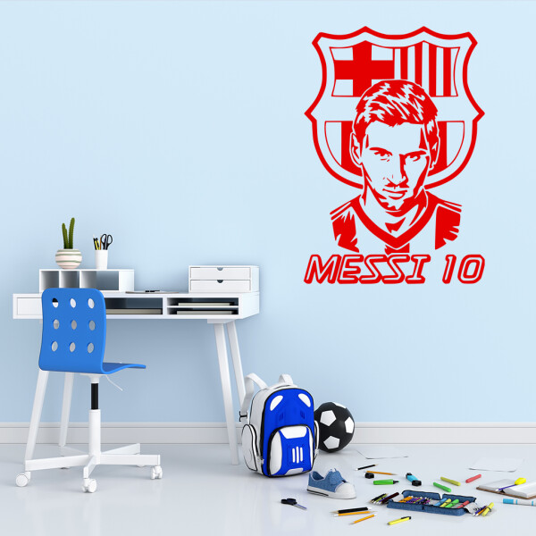 Veselá Stena Samolepka Lionel Messi 10 Farba: červená, Veľkosť: 40 x 28 cm