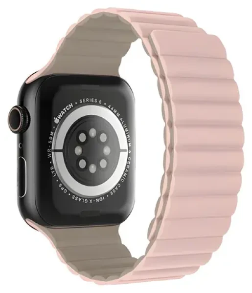 Devia Nature Silicone Magnetic 44/45/46 mm Stardust Pink / Remienok pre Apple Watch / Silikónový / Magnetické zapínanie (6942297104440)