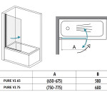 H K - Vaňová zástena PURE V1 75x140 - jednodielna, číre sklo PUREV175