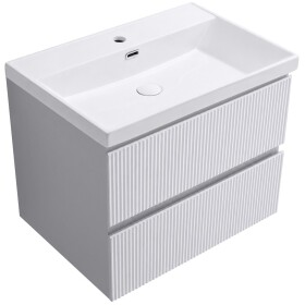CERANO - Kúpeľňová skrinka Carole - keramické umývadlo Viano - biela matná ryhovaná - 60,9x62,5x46,5 CER-941487