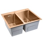 REA - Oceľový drez Toby BRUSH COPPER bez kuchynskej batérie ZLE-06416