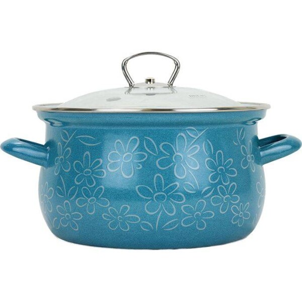 BELIS Smaltovaný hrnec so skl.pokrqou FLOWER 20 cm/3,6l - Belis - Belis
