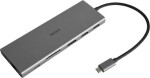 Deltaco 12-in-1 USB-C jungčių stotelė DELTACO, Triple display, 4K UHD 60 Hz, PD 85 W, silver / USBC-HDMI27 / 1902422