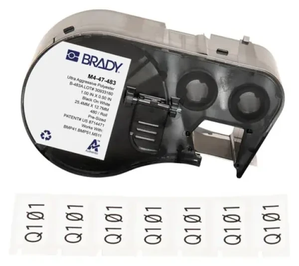 BRADY polyesterové štítky biele / Štítky do tlačiarne / Polyester / 25,4 x 12,7 mm / 480 ks / odolné voči teplu (M4-47-483)