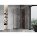 MEXEN/S - Mist-F sprchovací kút skladacie dvere pravá 85 x 85, transparent, meď kartáčovaná 8A6T-085-085-65-00-P