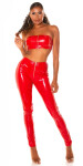 Sexy Koucla Latexové nohavice vysokým pásom zipsom red