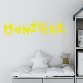 Veselá Stena Samolepka Monsters Farba: žlutá, Veľkosť: 80 x 23 cm