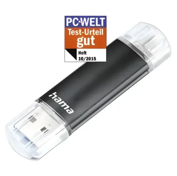HAMA Laeta Twin čierna / Flash disk / USB 3.0 / 64 GB / 45 MB / s / micro USB (00124000)