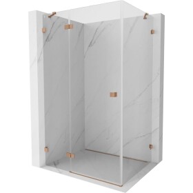MEXEN/S - Lunar sprchovací kút dvere krídlové ľavá 75 x 90, transparent, meď kartáčovaná 834-075-090-65-00-L