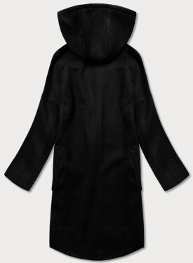 Černý dámský kabát plus size kapucí