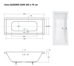 BESCO - Obdĺžniková vaňa QUADRO SLIM - Nožičky k vani - Bez nožičiek, Rozmer vane - 165 × 75 cm VANQAUD165SLIM