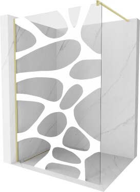 MEXEN/S - Kioto Sprchová zástena Walk-in 120 x 200, biely vzor 8 mm, zlatá kartáčovaná 800-120-101-55-97