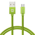 SWISSTEN TEXTILE dátový kábel USB - microUSB 1.2m zelená (71522207)