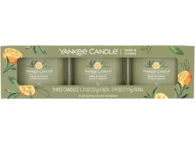 Yankee Candle Sage amp; Citrus - Sada votívnych sviečok plnených v skle 3x 37g / doba horenia: až 3x 10h (5038581125381)