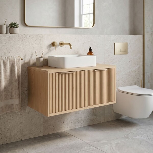 REA - Kúpeľňová skrinka pod umývadlo Core 80cm Beige REA-M0407