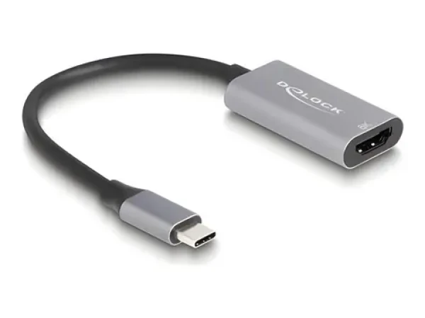DeLock USB-C (M) - HDMI (F) šedo-čierna / Adaptér / 8K 30Hz / HDR / HDCP / 15 cm (60021)