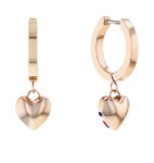 Tommy Hilfiger Moderné bronzové náušnice kruhy s príveskami Hanging Heart 2780666