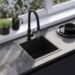 REA REA - Oceľový drez Leo 40 Black s kuchynskou batériou KPL-96002