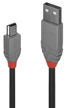 Lindy USB 2.0 čierna / Kábel USB / USB A - Mini-USB B / 2 m / 480 Mbit/s (36723)