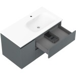 MEXEN/S - Rivel kúpeľňová skrinka 90 cm s umývadlom Vela pravá, 2S, 1D, reliéf, grafit/biela mat 91A23-09047-3-BBFFF66-W23P01