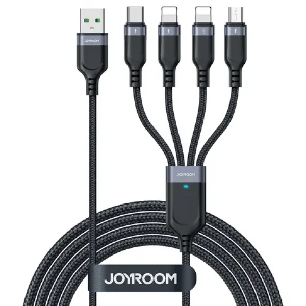 Joyroom S-1T4018A18 Nabíjací kábel USB-A (M) - USB-C + MicroUSB + 2x Lightning (M) 3.5A 1.2m čierna (S-1T4018A18 L2CM 1.2)