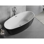MEXEN/S - Lira voľne stojaca vaňa vzor 170 x 80, biela/čierna, sifón a prepad čierna 52831708075-70