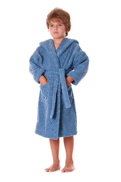 Detský župan Athena s kapucňou 9116 denim light - Vestis dětské č.128